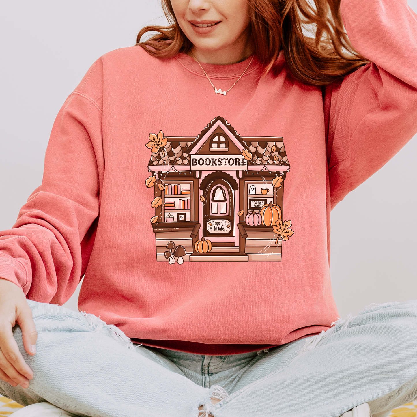 Fall Bookstore Organic Cotton Crewneck Sweatshirt