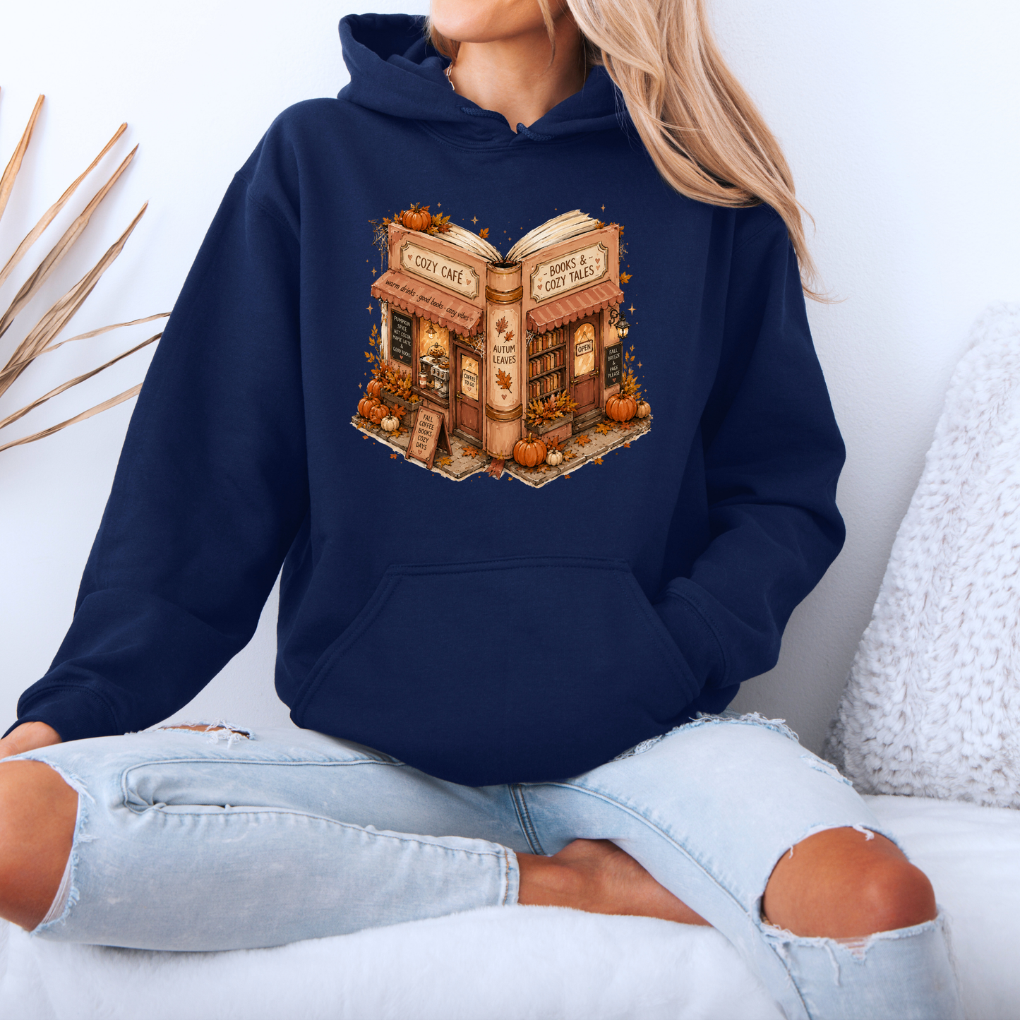 📚🍂 Cozy Café & Books Autumn Hoodie ☕🎃