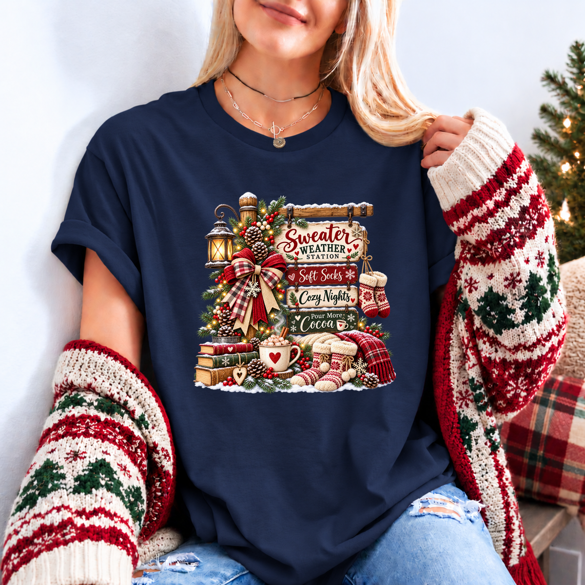 The Cosy Christmas Corner 🎄☕❤️ Organic Cotton Christmas T-Shirt