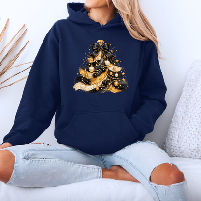 Midnight Glam Christmas Tree ✨🖤  Premium Christmas Hoodie