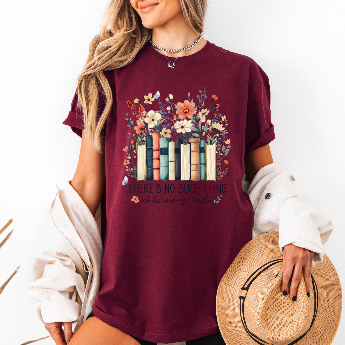 Blossoms and Books  T-shirt 100% Organic Cotton