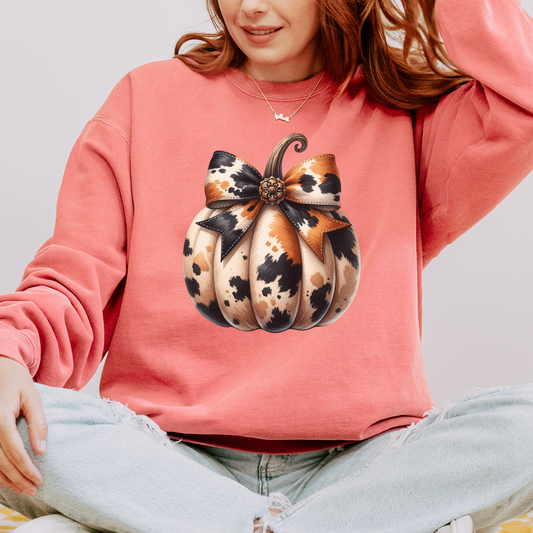 Cow hide Pumpkin Organic Cotton Crewneck Sweatshirt