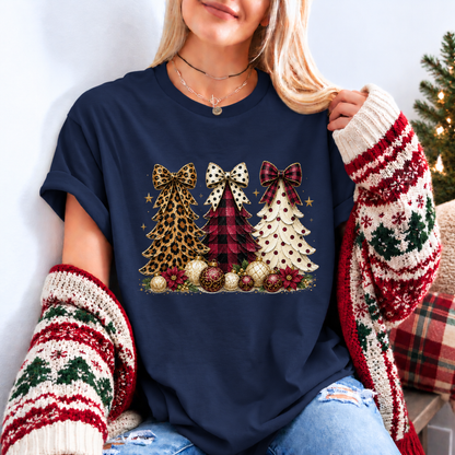 Wild & Bow-tiful Christmas Trees 🎄🎀 Organic Cotton Christmas T-Shirt