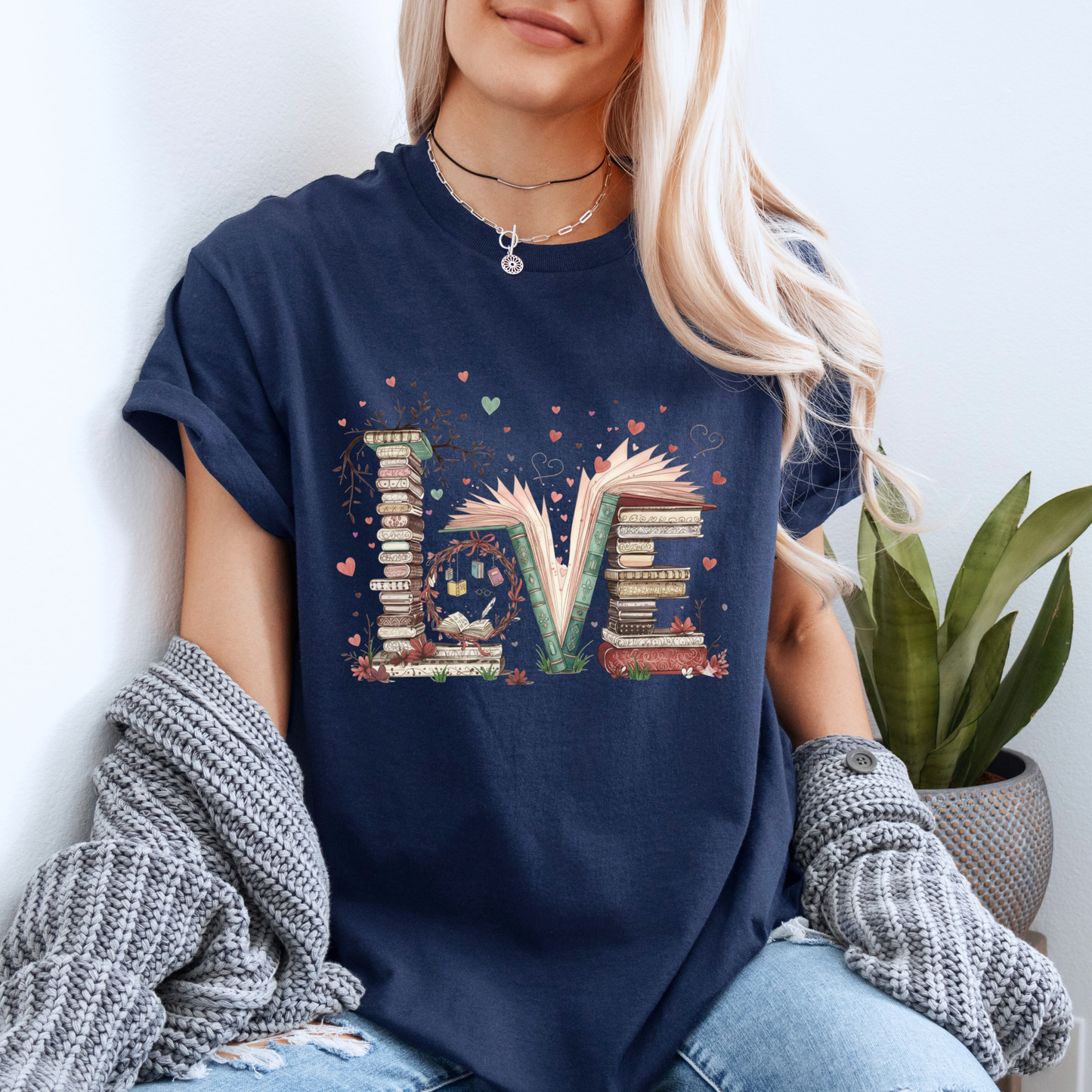 Literary Love Book Stack T-Shirt ✨