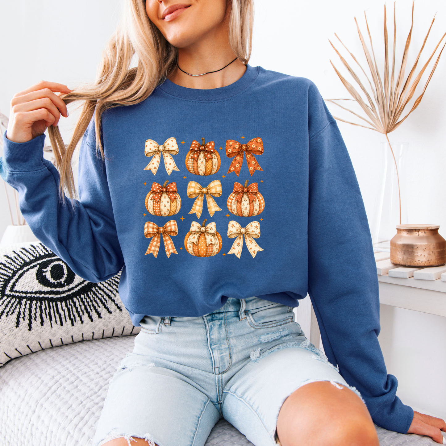 🎀🎃 Pumpkin Bows Autumn Sweatshirt 🍂✨
