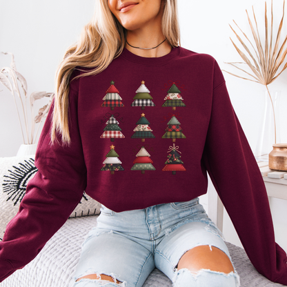 🧵 Stitched Christmas Trees🎄 Organic Cotton Sweatshirt