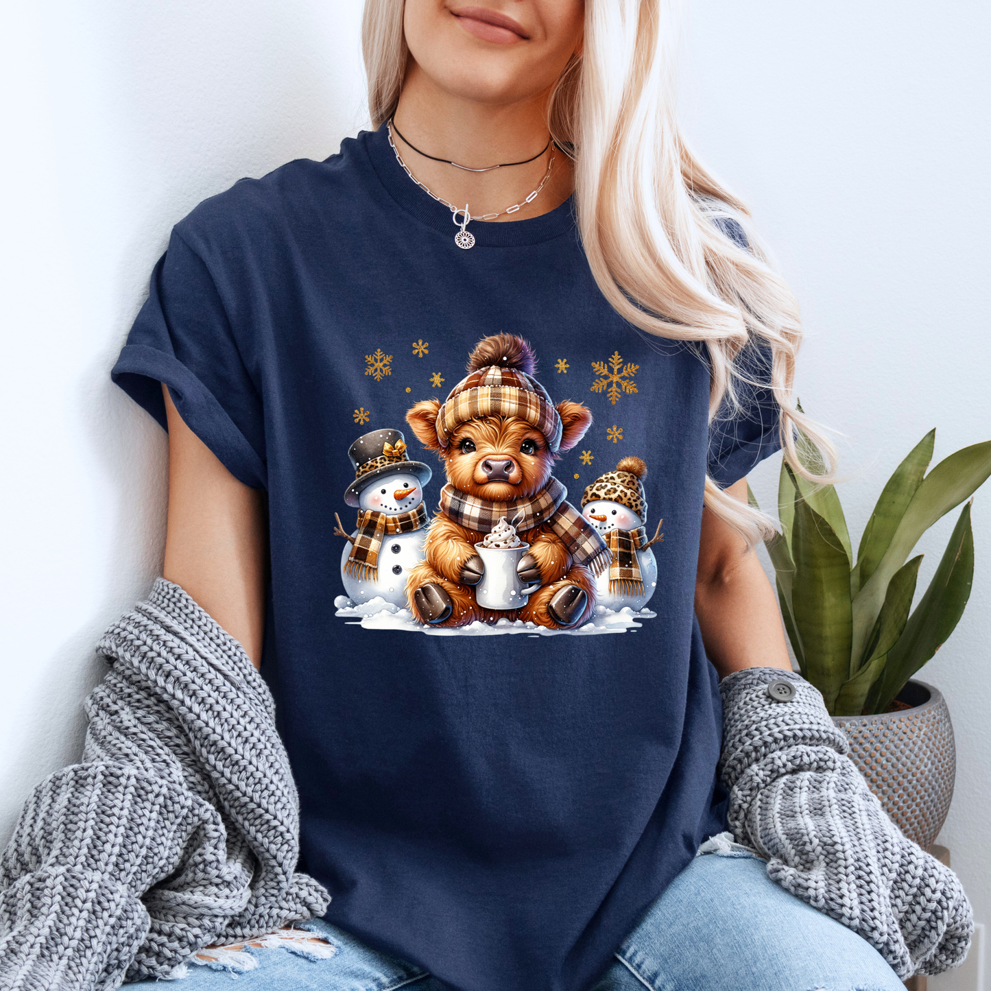 🐮🧣 Cozy Winter Cow 🎄 100% Organic Cotton T-Shirt
