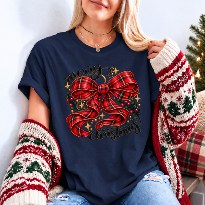 A Tartan Christmas Wish 🎀 | Organic Cotton Christmas T-Shirt