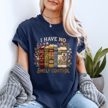 📚🌸 No Shelf Control Book Lover Floral 100% Organic Cotton T-Shirt
