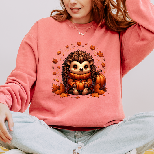 🎃🦔 Cute Cozy Hedgehog Fall 🍂Cotton Sweatshirt