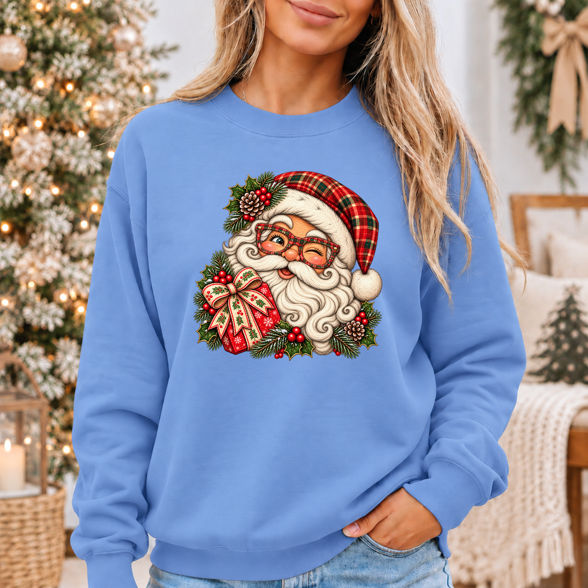 Santa's Merry Little Wink 🎅🎄✨ Cosy Christmas Sweatshirt