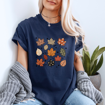 🍂✨ Whimsical Autumn Leaves T-Shirt 🍁🤎🌿