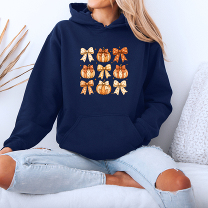 🎀🎃 Pumpkin Bows Autumn Hoodie 🍂✨