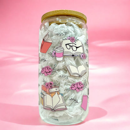 📚Booktrovert 16oz Glass Cup – Aesthetic Book Lover’s✨