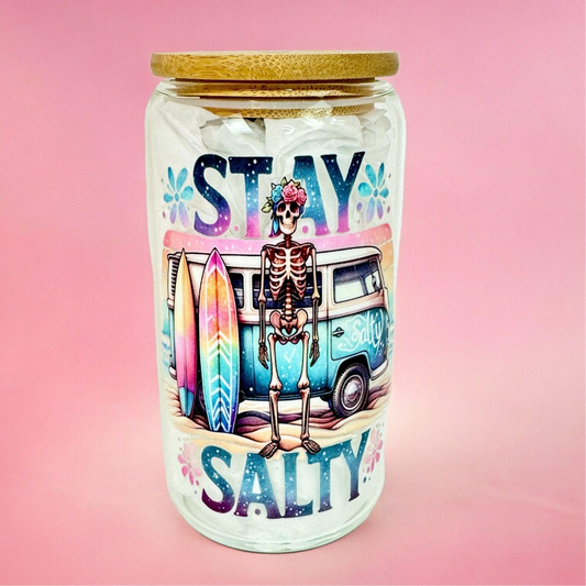 Stay Salty 16oz (455ml) Iced Coffee Glass Cup