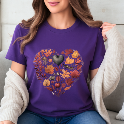 🍁🖤 Autumn Heart T-Shirt🧣100% Organic cotton