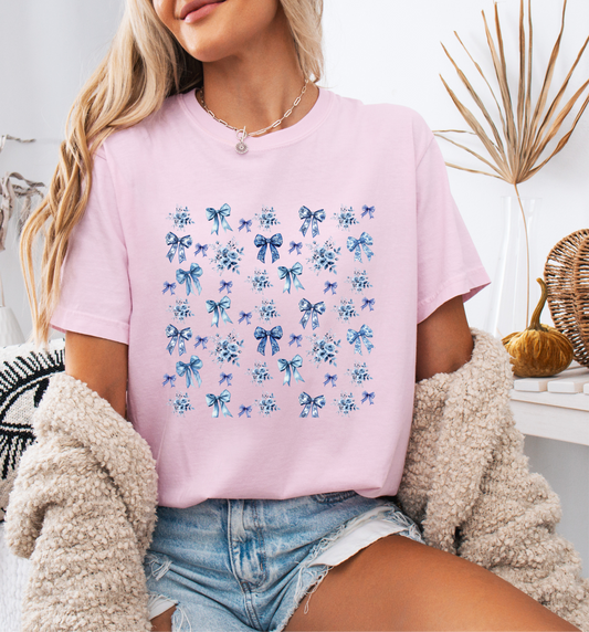 💙 Blue Ribbons & Florals Tee✨