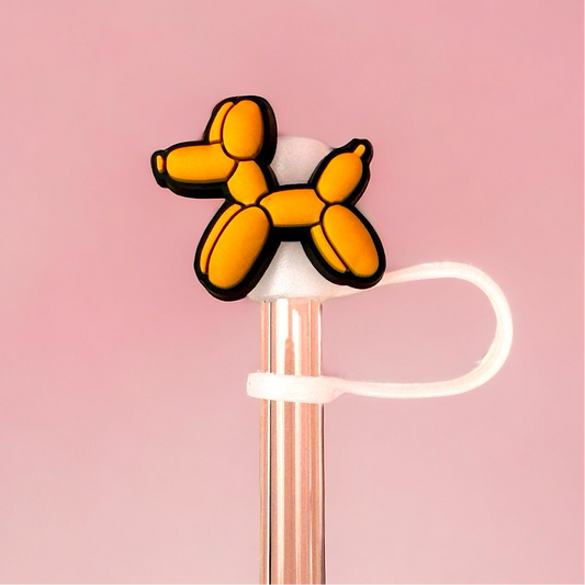 Orange Balloon Dog Straw Topper