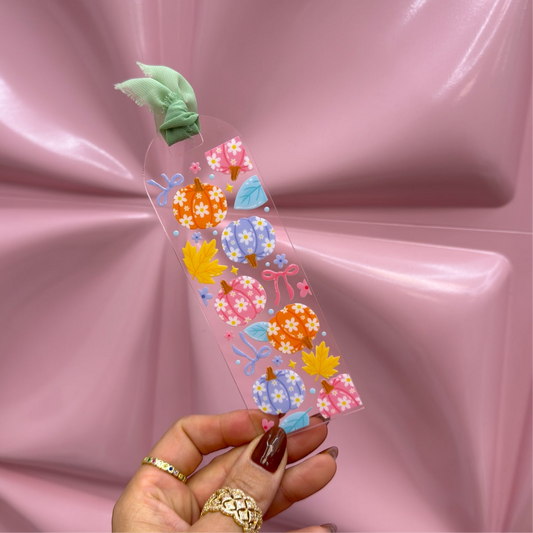 🎃🍁 Pastel Pumpkin Acrylic Bookmark ✨🌸