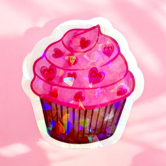 💖 Sweetheart Cupcake Holographic Vinyl Sticker 💖