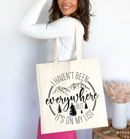 🌍 “Adventure Awaits” Canvas Tote Bag