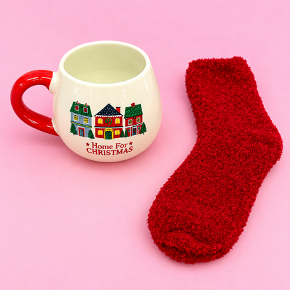🎄🏠 Home for Christmas Mug & Cosy Socks Gift Set 17 oz ❤️✨