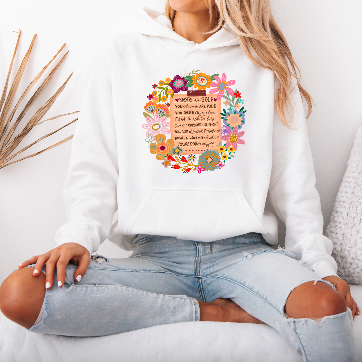 Note to Self Floral Affirmations 🌸✨Luxuriously Thick Hoodie✨