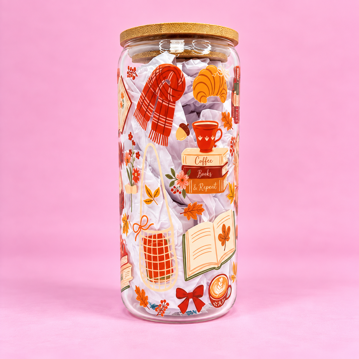 Just One More Chapter Autumn 20oz Glass Tumbler 📚☕