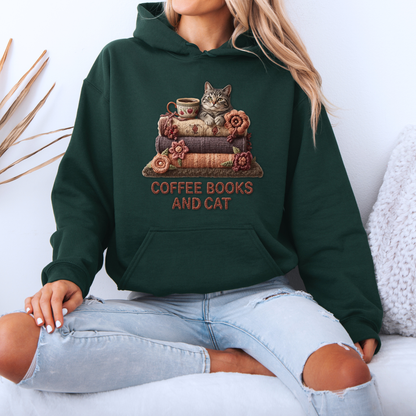 🧶✨Coffee, Books & Cat Cozy ☕📚🐱Luxuriously Thick Hoodie✨