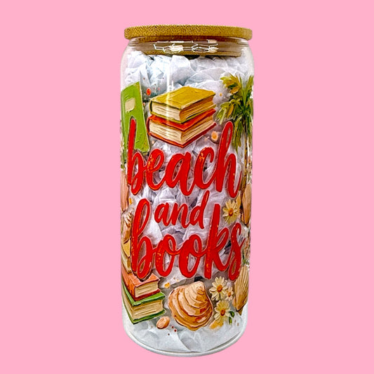 📚🌴 Beach & Books 20oz Glass Cup✨