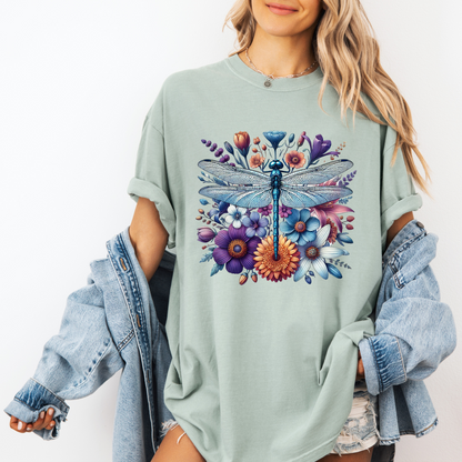 ✨Dragonfly Garden Magic🦋🌺✨ 
 T-shirt 100% Organic Cotton