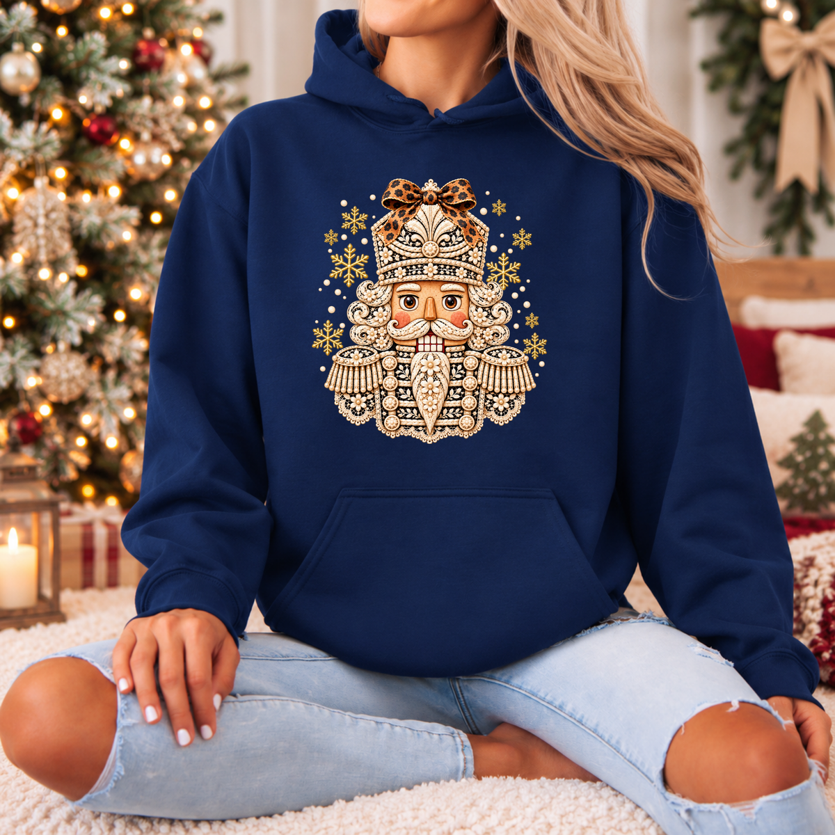 ✨ Golden Bloom Nutcracker❄️ Premium Christmas Hoodie
