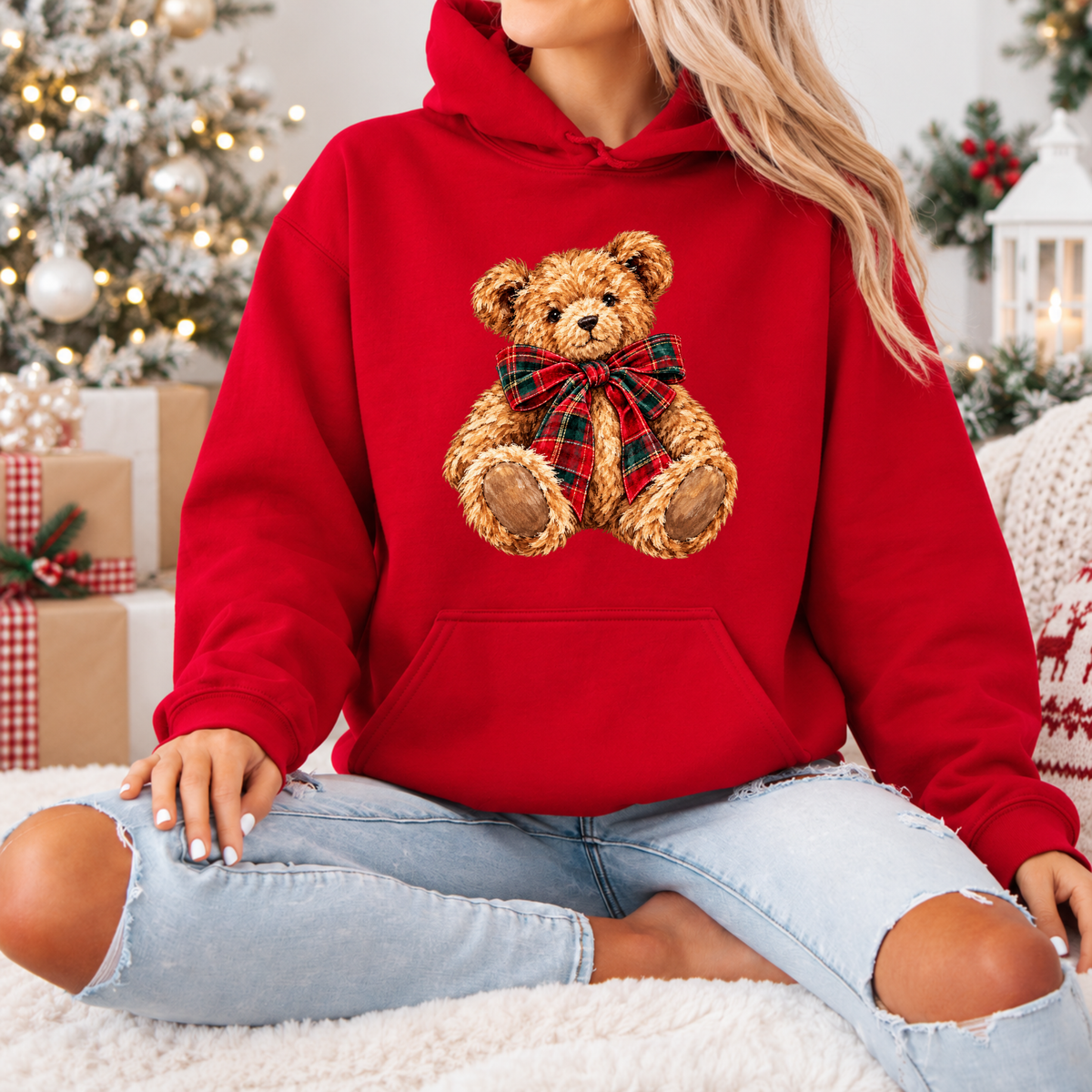 The Cutest Little Christmas Teddy 🧸🎀  Premium Christmas Hoodie