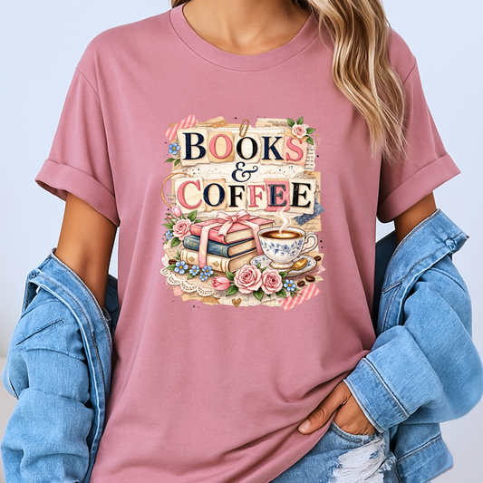 Books & Coffee Lover Graphic T-Shirt 🌸📖