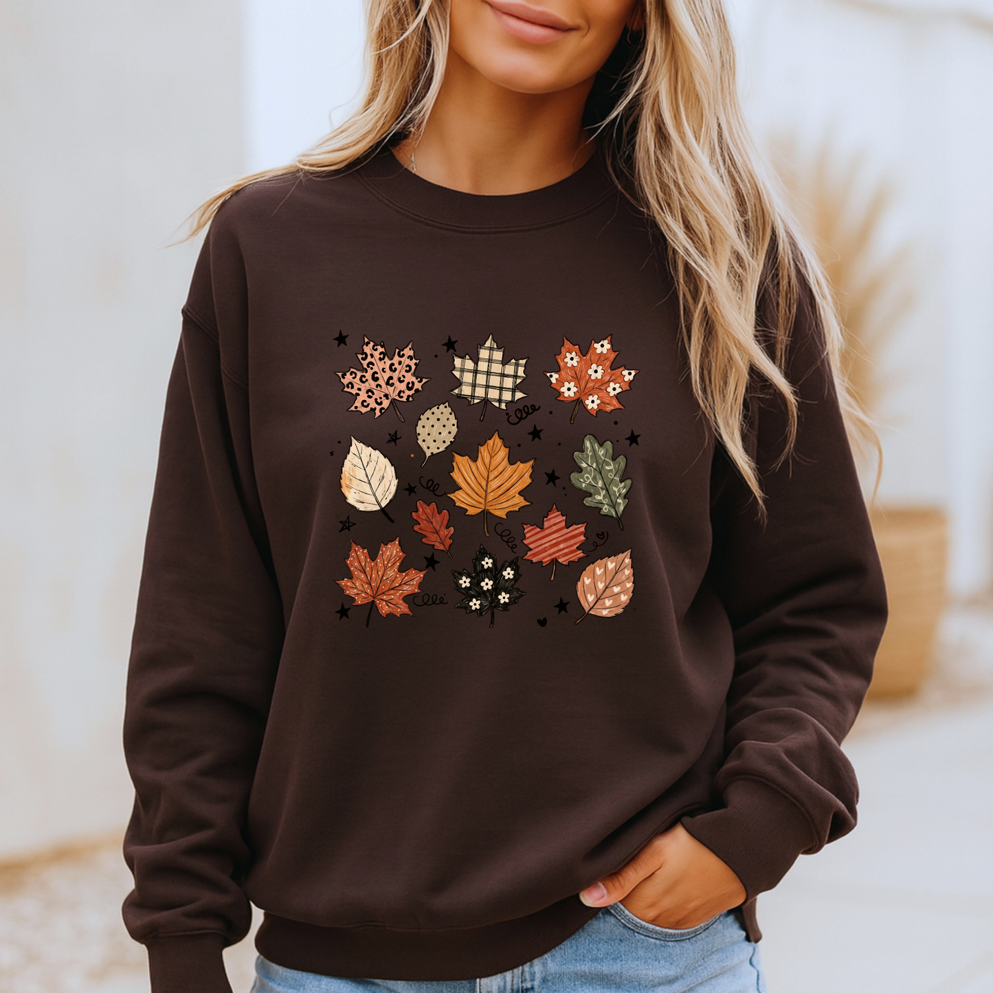 🍂✨ Whimsical Autumn Leaves Sweatshirt 🍁🤎🌿