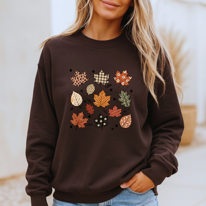 🍂✨ Whimsical Autumn Leaves Sweatshirt 🍁🤎🌿