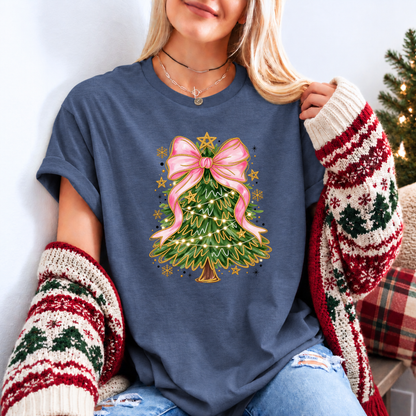 Pretty in Pink Christmas Magic 🎀🎄✨ Organic Cotton Christmas T-Shirt
