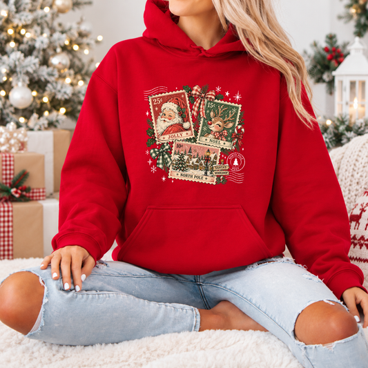 Vintage North Pole Post 🎅🏻🎄  Premium Christmas Hoodie
