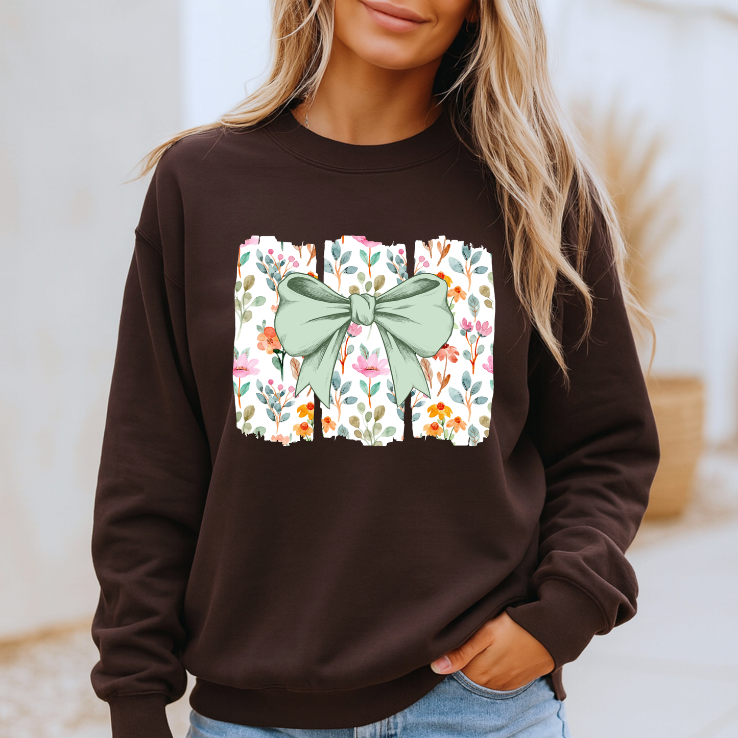 Floral Bow Sweatshirt 🌿🎀