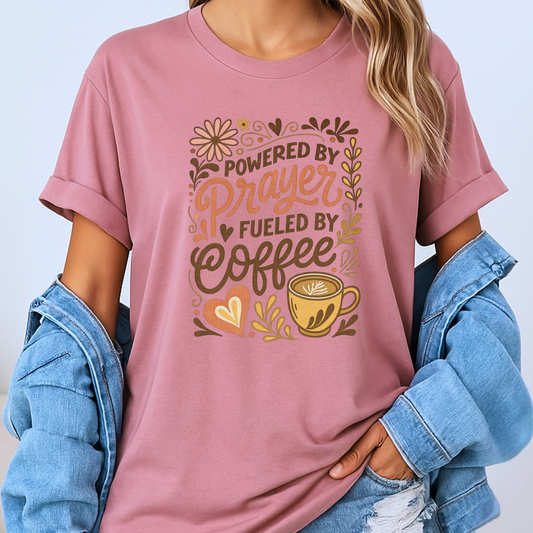 Powered by Prayer Fueled by Coffee T-Shirt ☕🙏💕