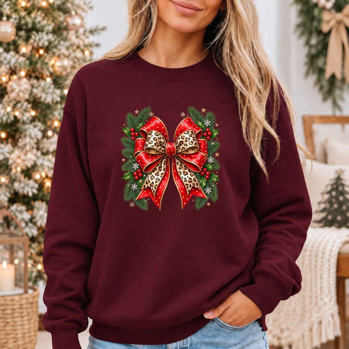 Wildly Merry Christmas Bow 🎀🎄✨  Cosy Christmas Sweatshirt