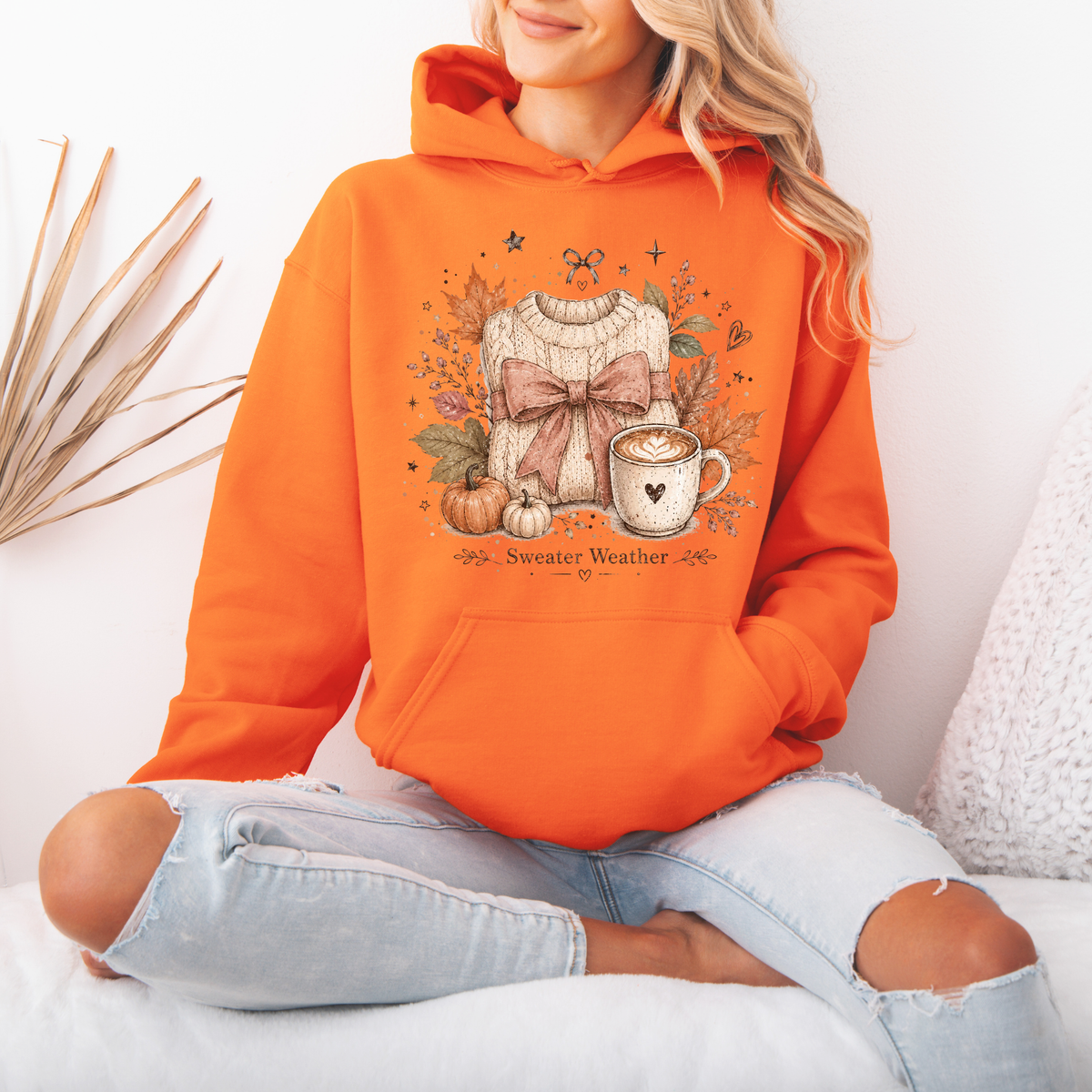 🍂🎀 Sweater Weather Bow Premium Hoodie 🧶✨