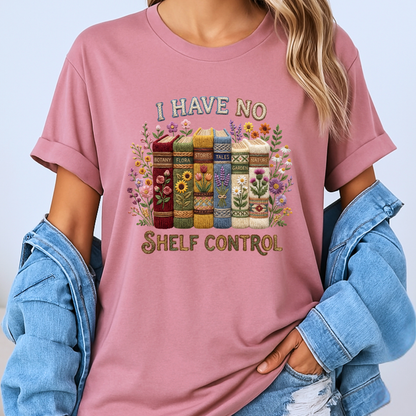 📚🌸 No Shelf Control Book Lover Floral 100% Organic Cotton T-Shirt