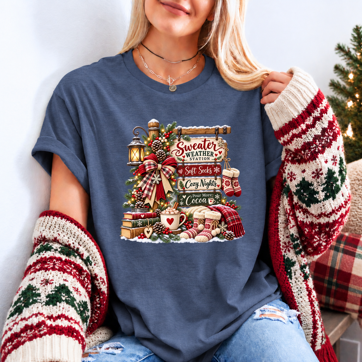 The Cosy Christmas Corner 🎄☕❤️ Organic Cotton Christmas T-Shirt