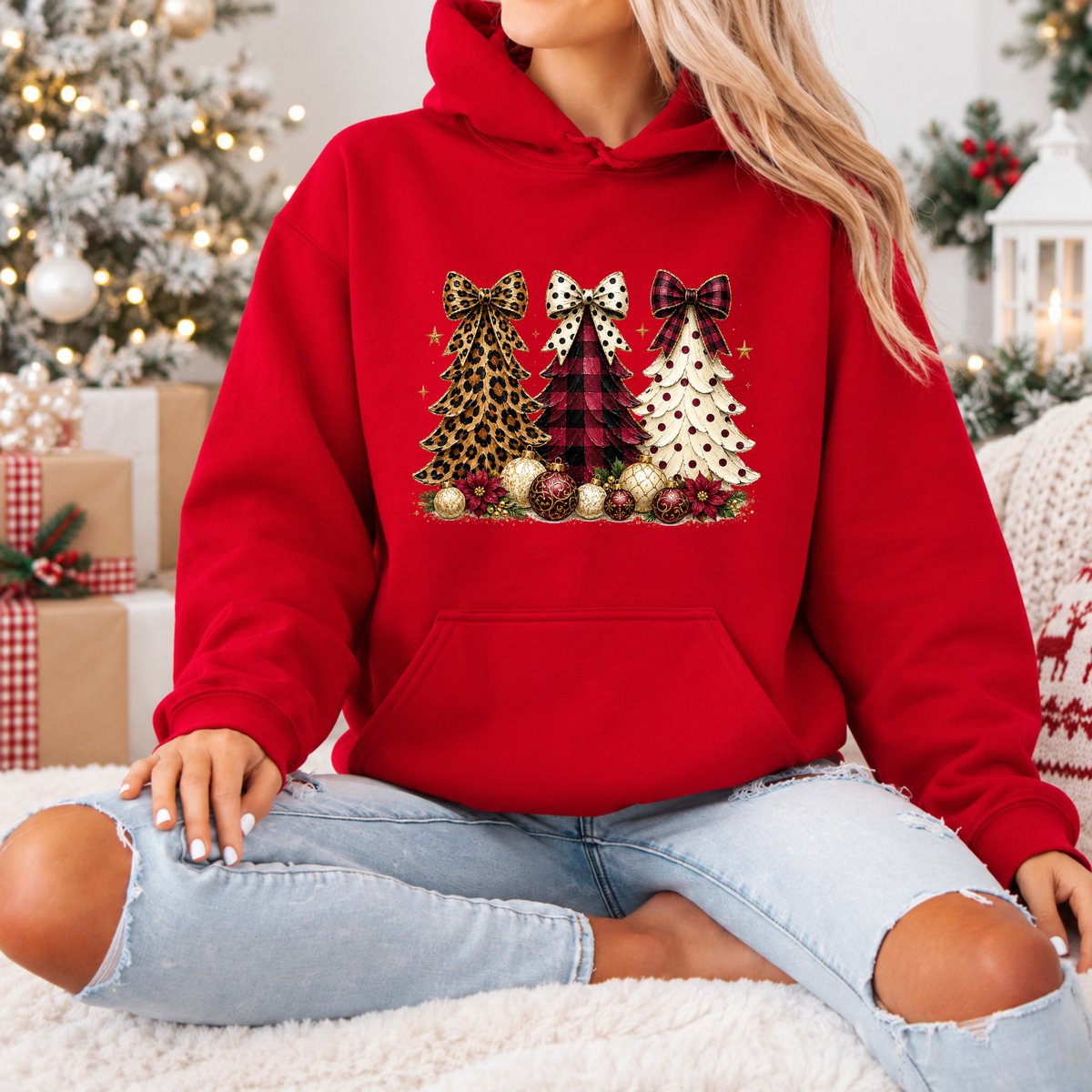 Christmas Trees & Pretty Bows 🎄🎀✨  Premium Christmas Hoodie