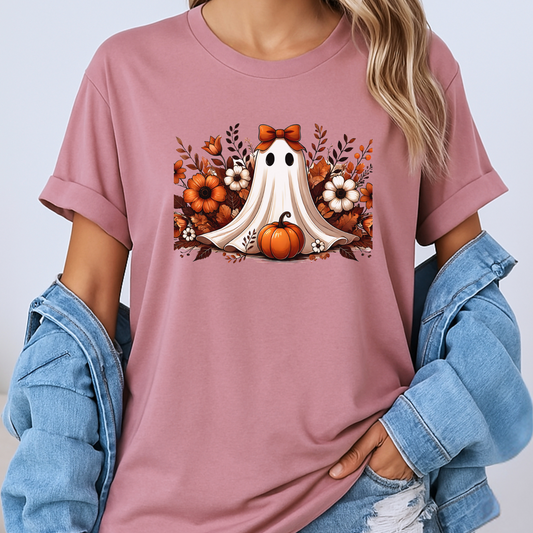Pumpkin Ghost Bloom - 100% Organic cotton T-shirt