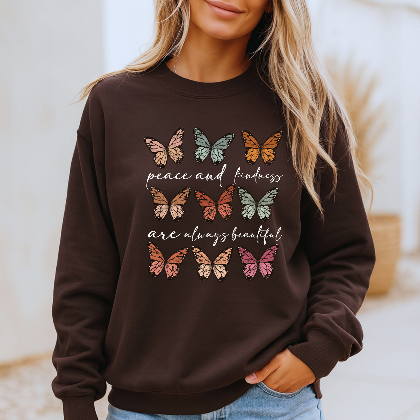 Peace & Kindness Butterfly Graphic Sweatshirt 🦋✨