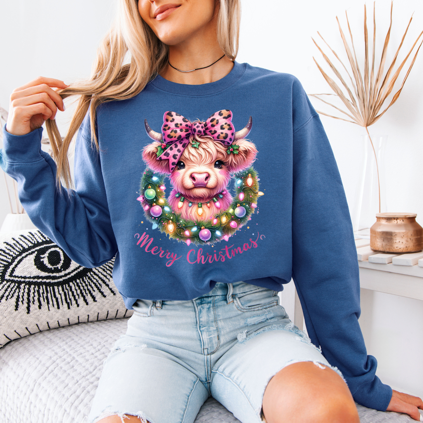 🎀🐮 Coquette Highland Cow 🐮🎀 Organic Cotton Sweatshirt
