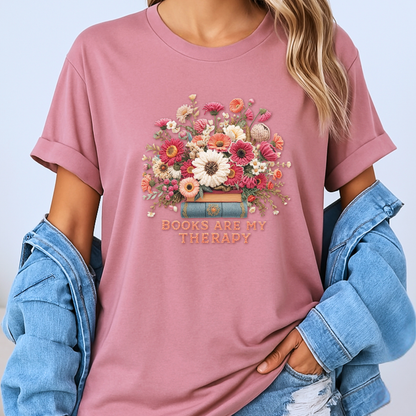 Books Are My Therapy📚🌸 t-shirt 100% Organic Cotton