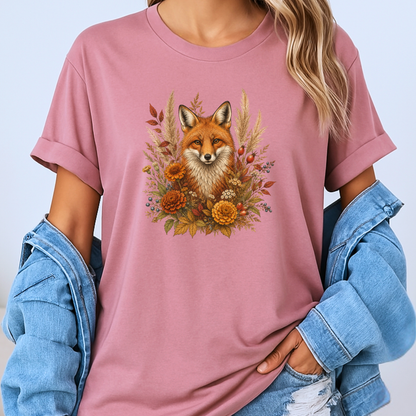Autumn Fox and Wildflowers T-Shirt 🦊🍂